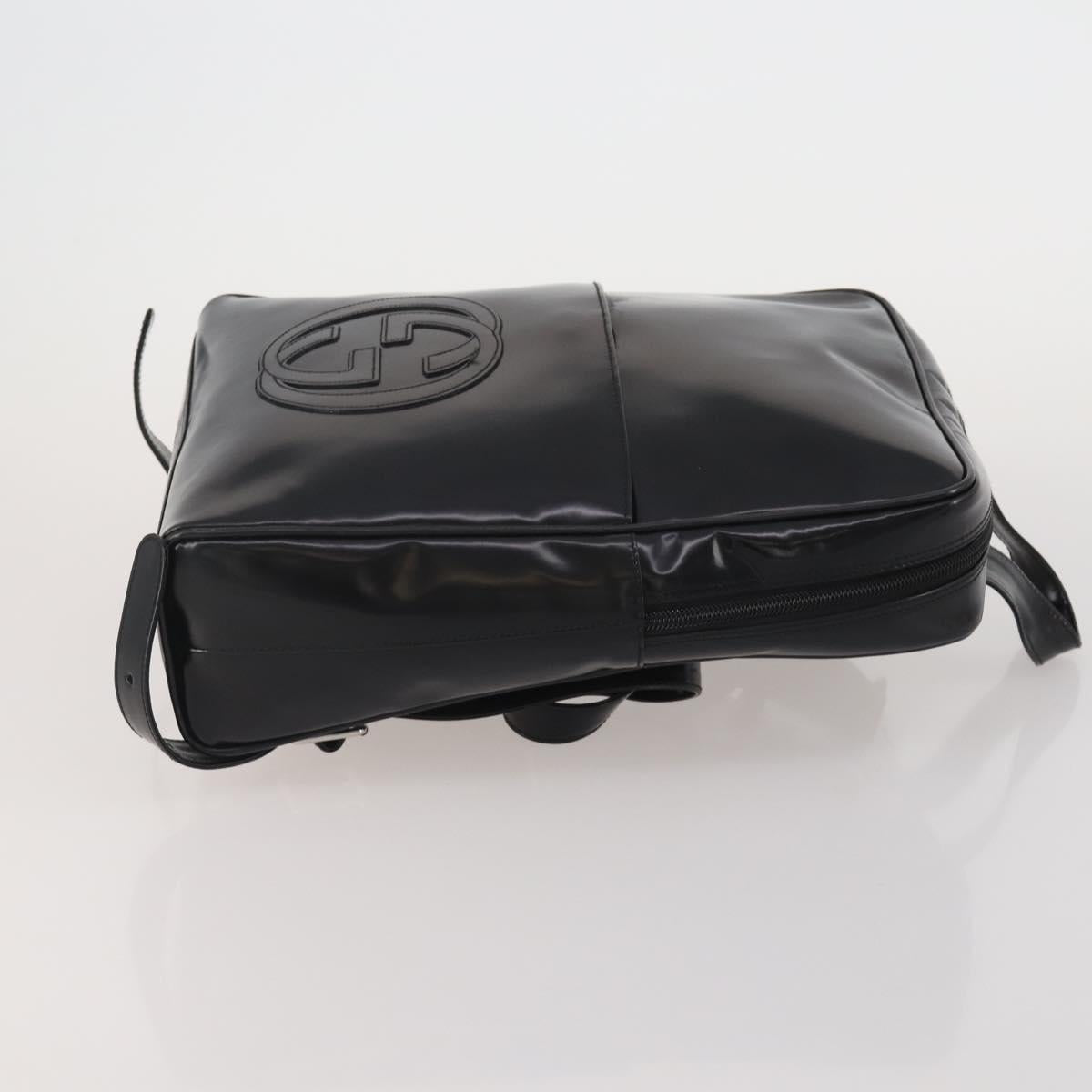 GUCCI Backpack Patent Black Silver Auth 201416