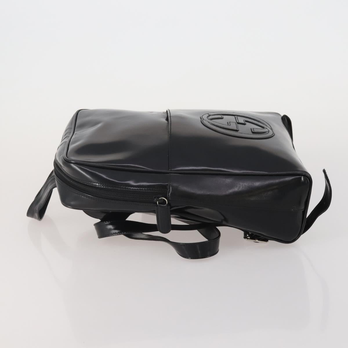 GUCCI Backpack Patent Black Silver Auth 201416