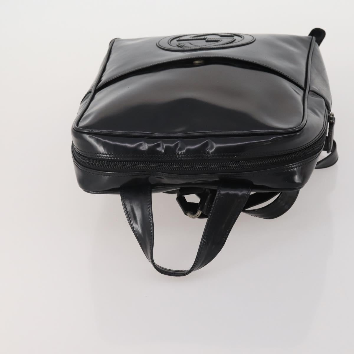 GUCCI Backpack Patent Black Silver Auth 201416