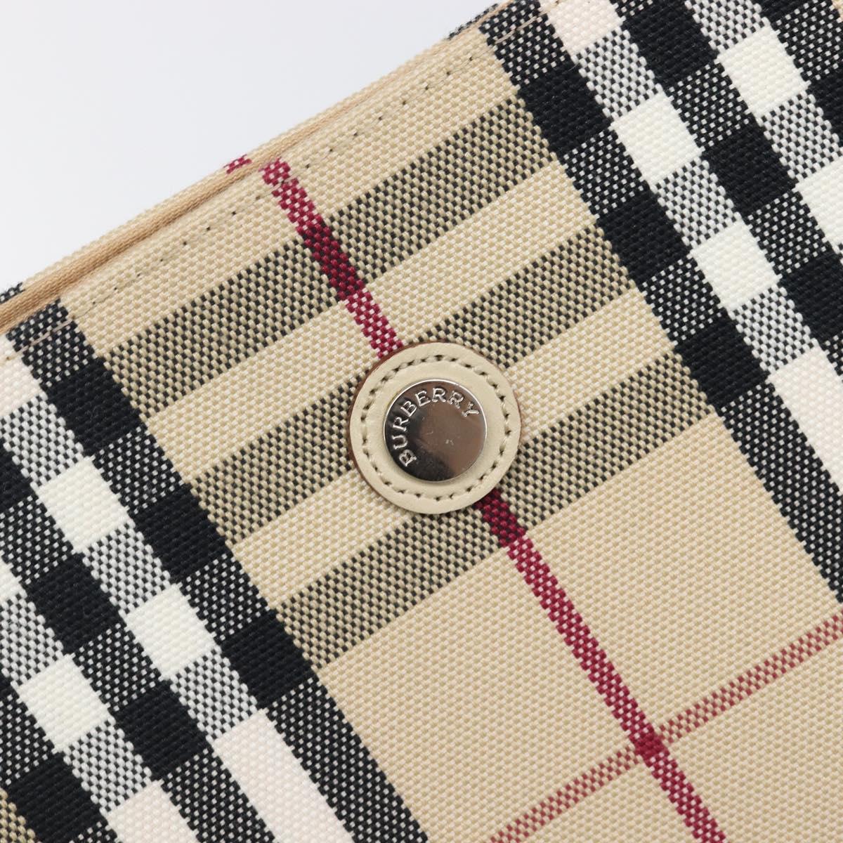BURBERRY Nova Check Tote Bag Canvas Beige Silver Auth 201419A