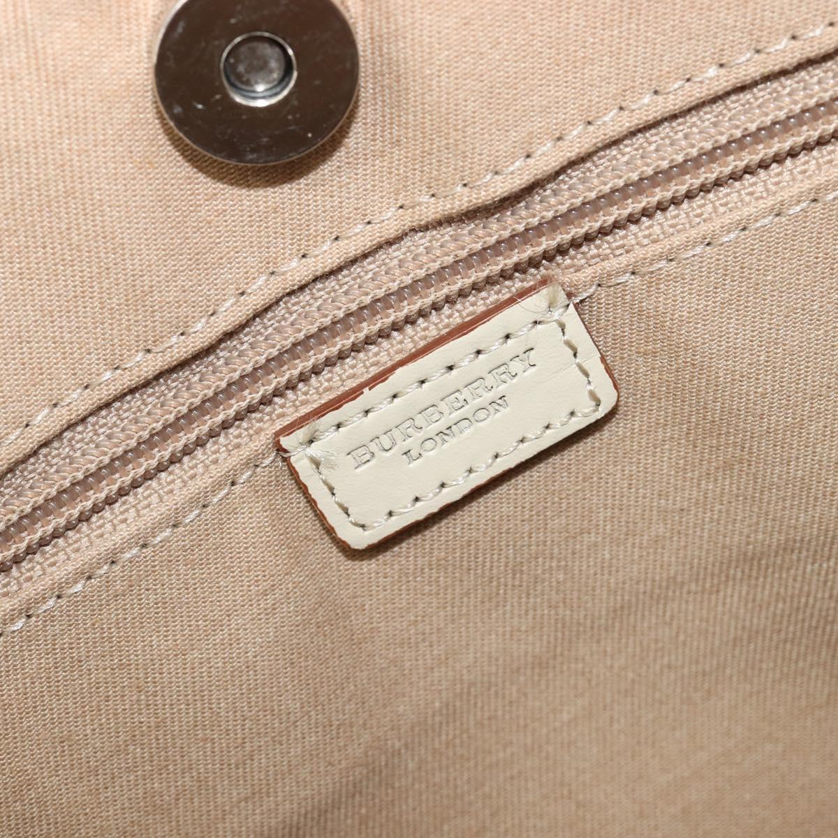 BURBERRY Nova Check Tote Bag Canvas Beige Silver Auth 201419A