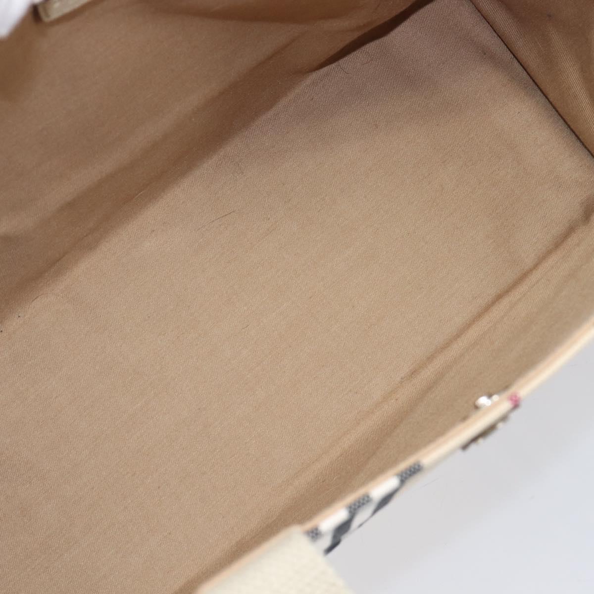 BURBERRY Nova Check Tote Bag Canvas Beige Silver Auth 201419A