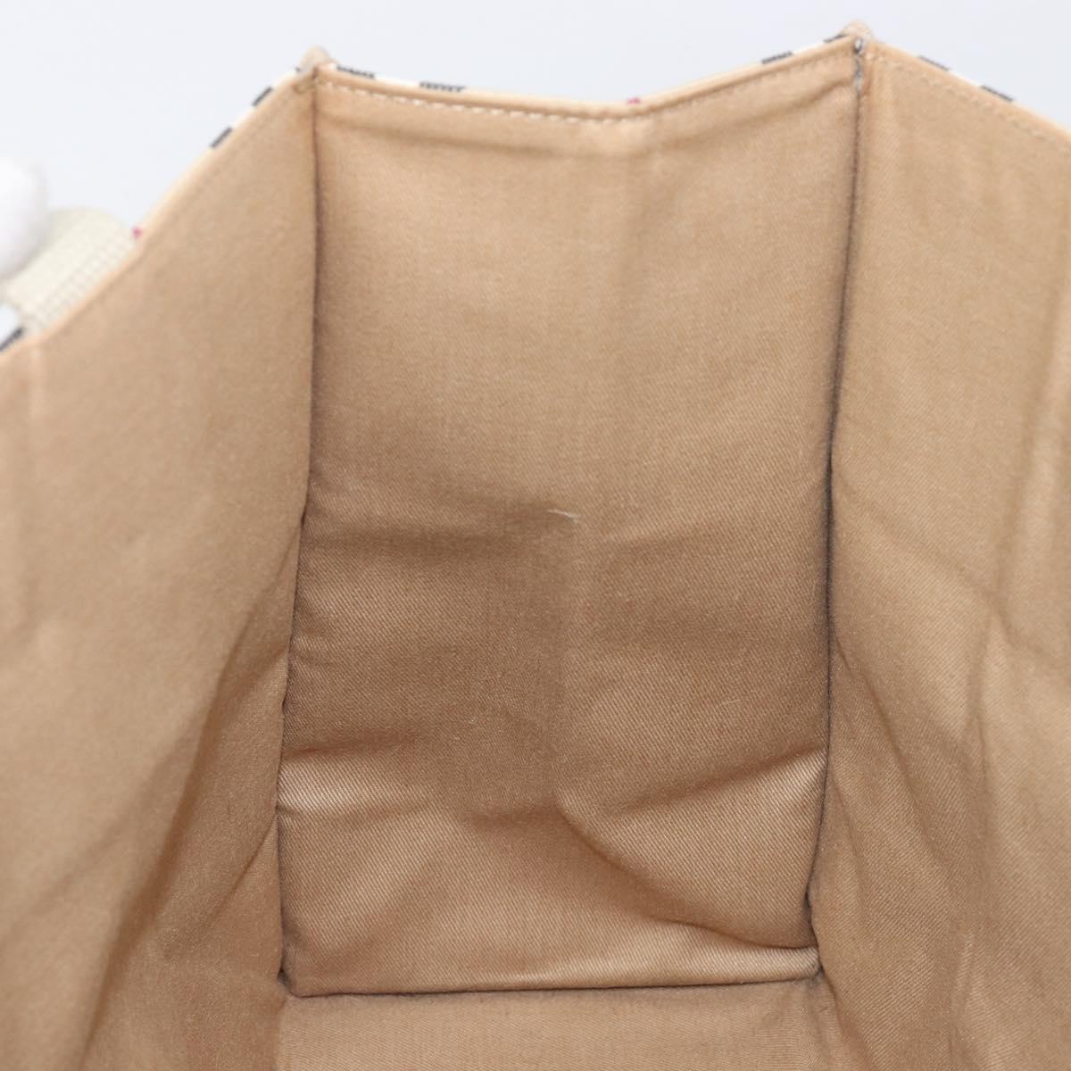 BURBERRY Nova Check Tote Bag Canvas Beige Silver Auth 201419A