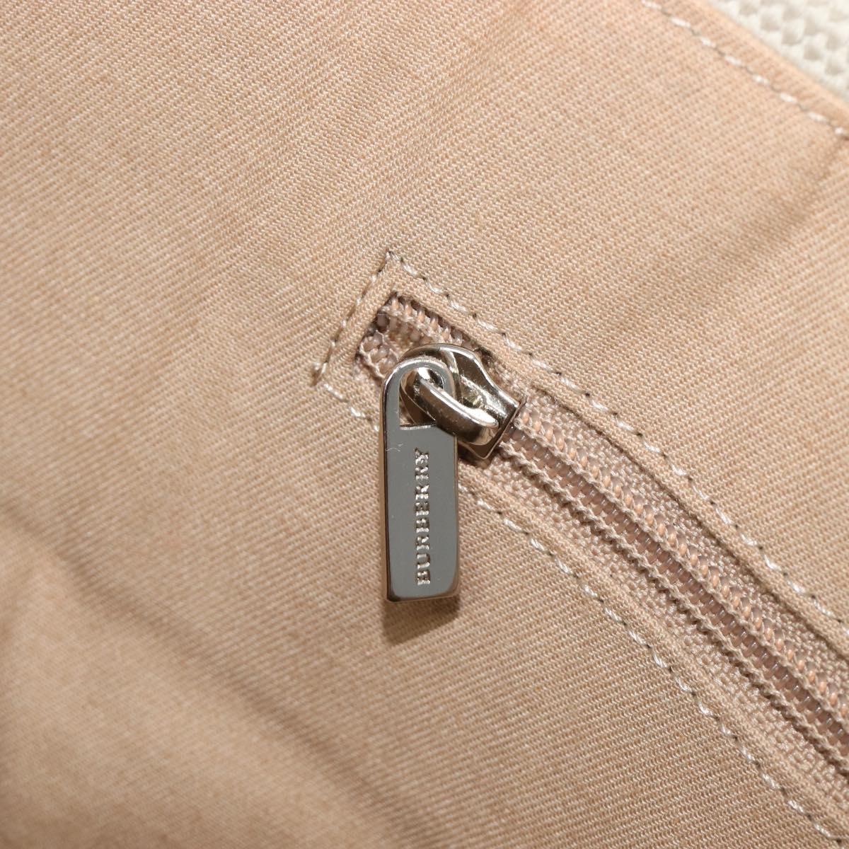 BURBERRY Nova Check Tote Bag Canvas Beige Silver Auth 201419A