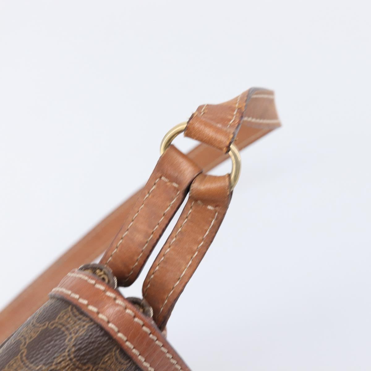 CELINE Macadam Shoulder Bag PVC Leather Brown Gold Tone Auth 201420
