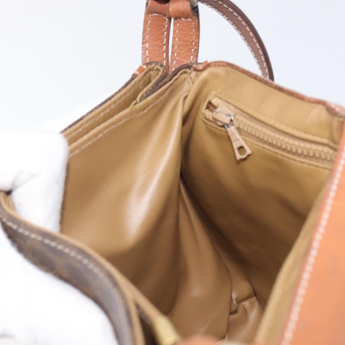 CELINE Macadam Shoulder Bag PVC Leather Brown Gold Tone Auth 201420