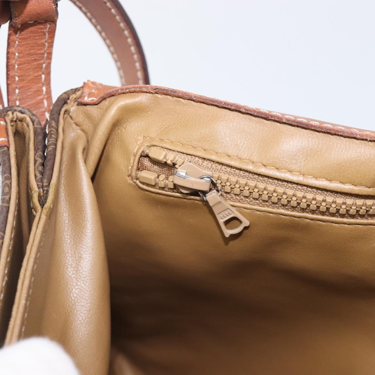 CELINE Macadam Shoulder Bag PVC Leather Brown Gold Tone Auth 201420