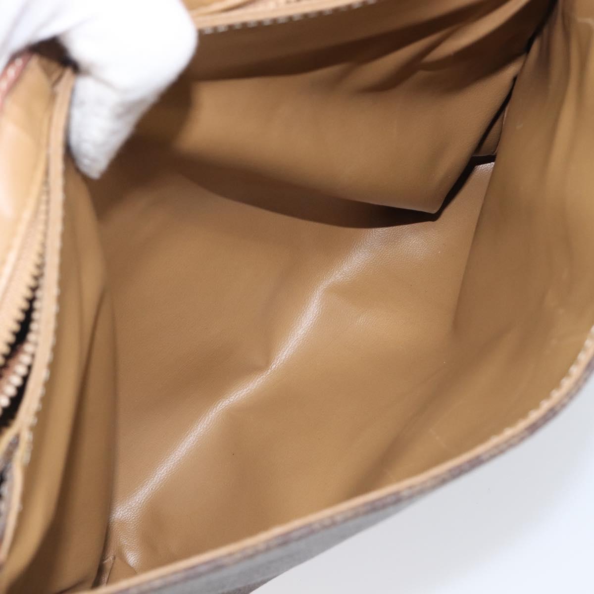 CELINE Macadam Shoulder Bag PVC Leather Brown Gold Tone Auth 201420
