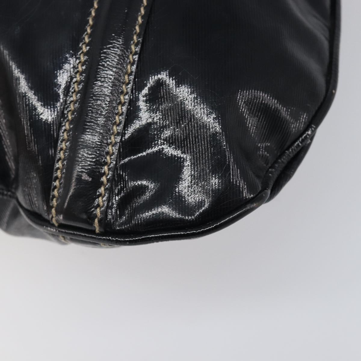 GUCCI Interlocking Shoulder Bag PVC Leather Black Gold Tone 162740 Auth 201423