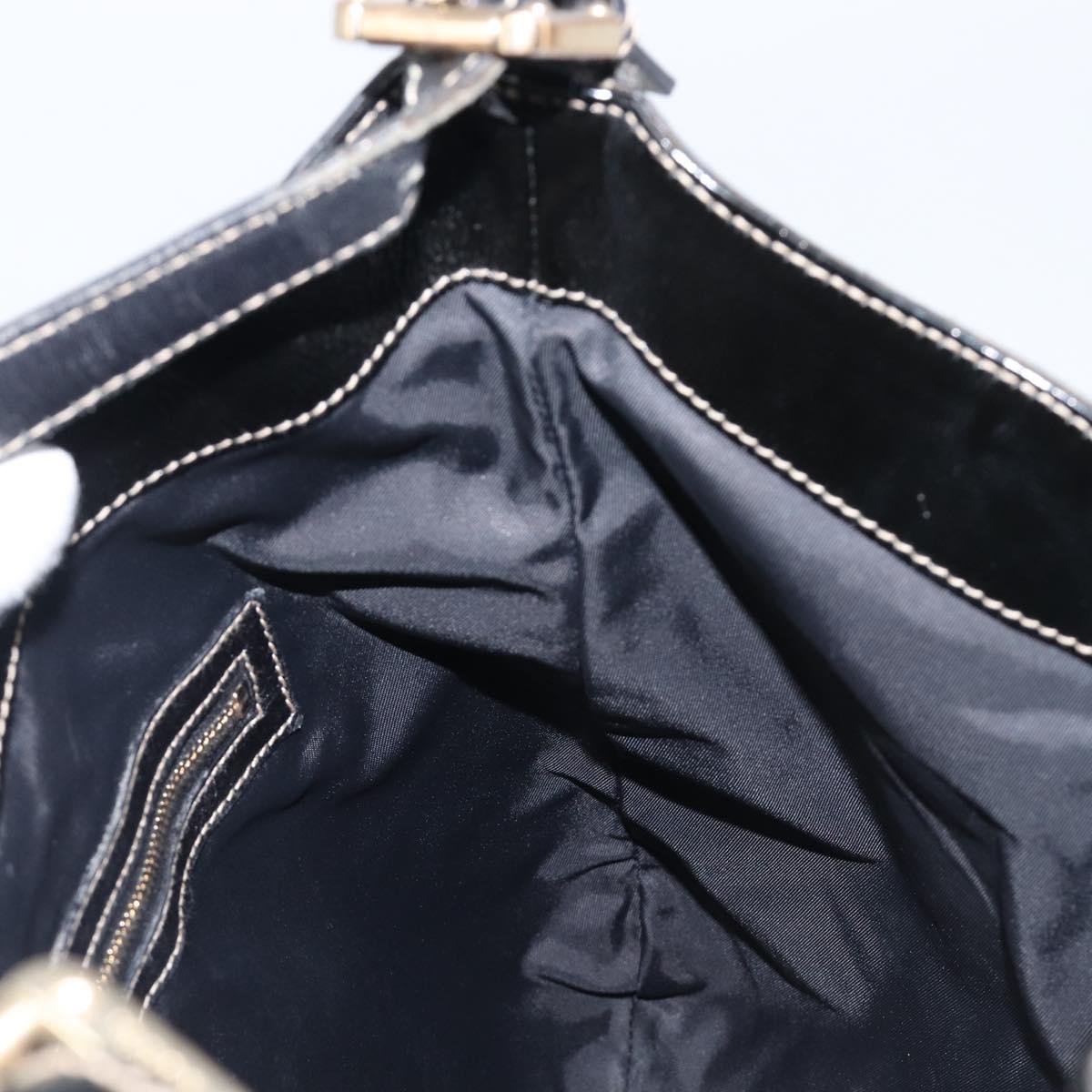 GUCCI Interlocking Shoulder Bag PVC Leather Black Gold Tone 162740 Auth 201423