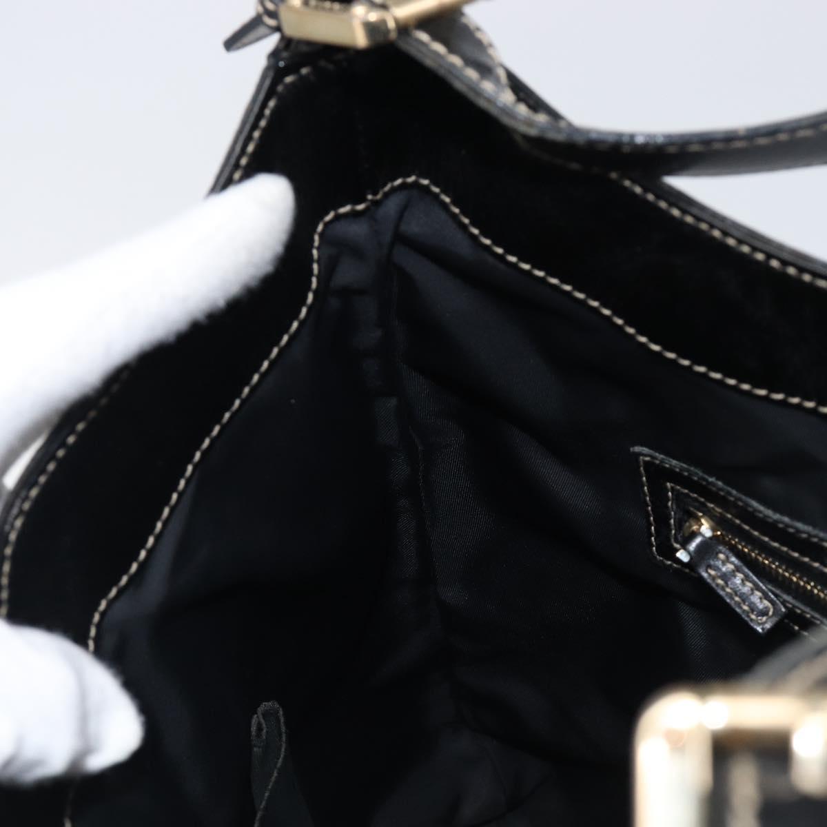 GUCCI Interlocking Shoulder Bag PVC Leather Black Gold Tone 162740 Auth 201423