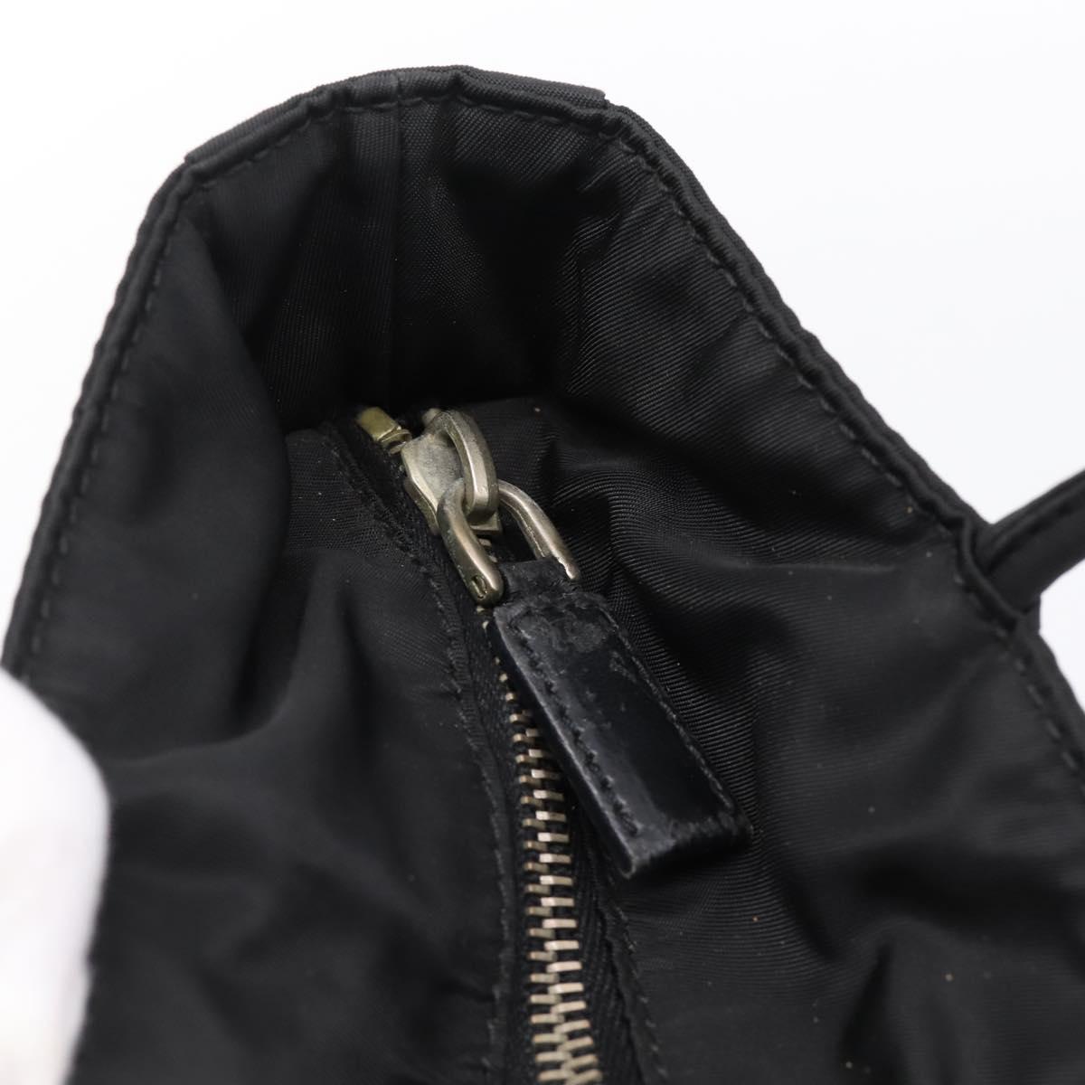 PRADA Tote Bag Nylon Black Silver Auth 201424