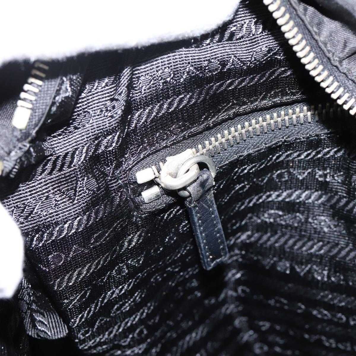 PRADA Tote Bag Nylon Black Silver Auth 201424