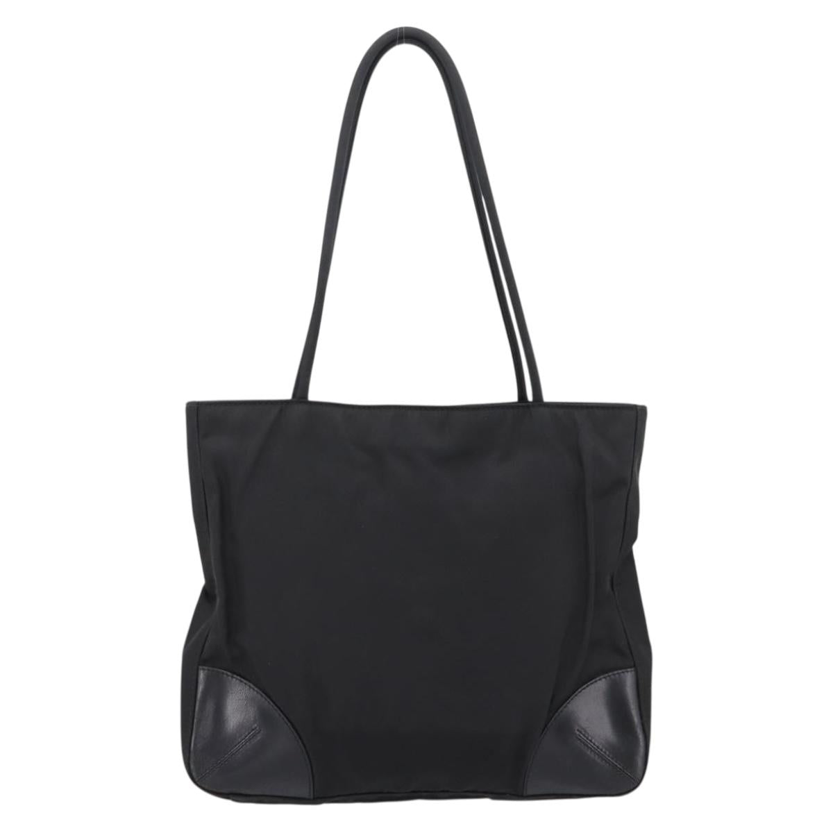 PRADA Tote Bag Nylon Black Silver Auth 201424