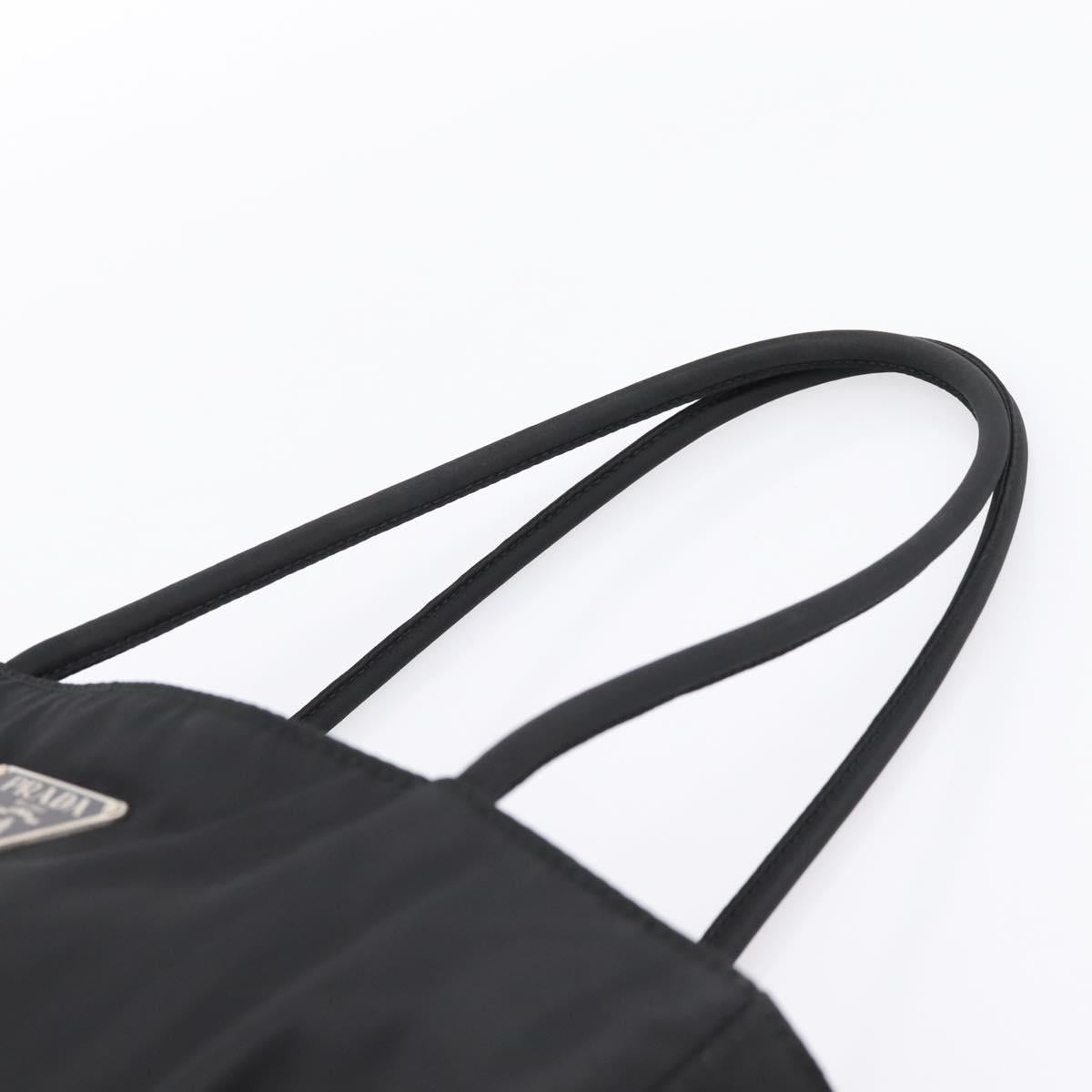 PRADA Tote Bag Nylon Black Silver Auth 201424