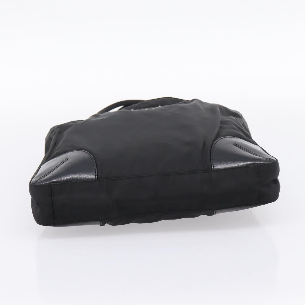 PRADA Tote Bag Nylon Black Silver Auth 201424