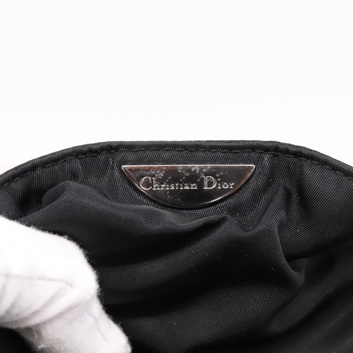 Christian Dior Maris Pearl Hand Bag Nylon Black Silver Auth 201425