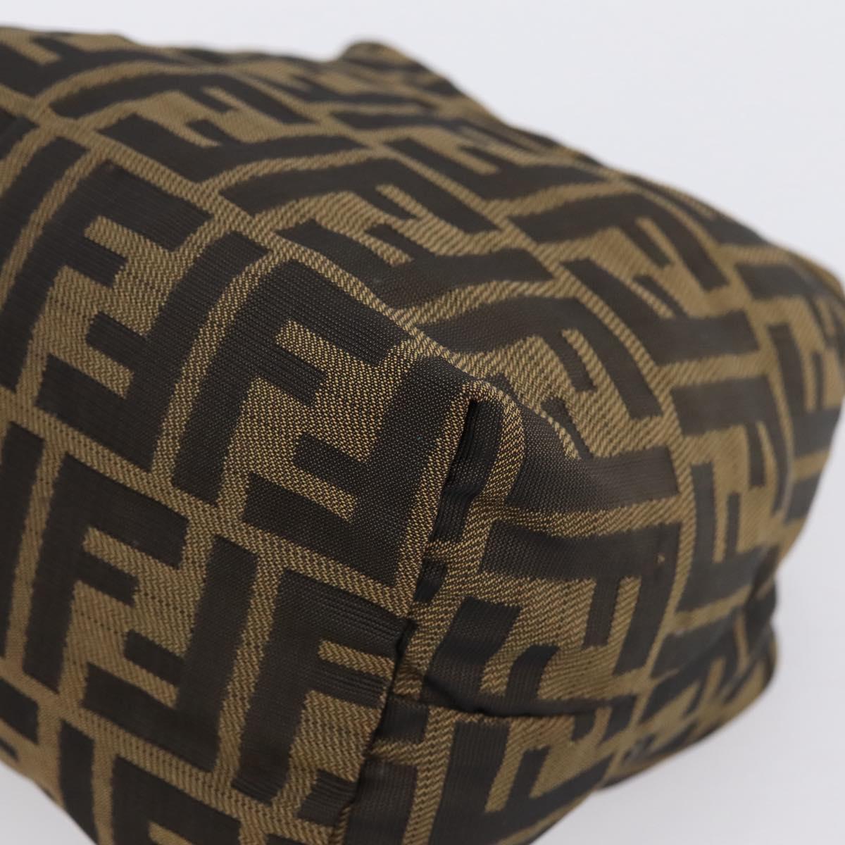 FENDI Zucca Canvas Pouch Khaki Silver Auth 201428