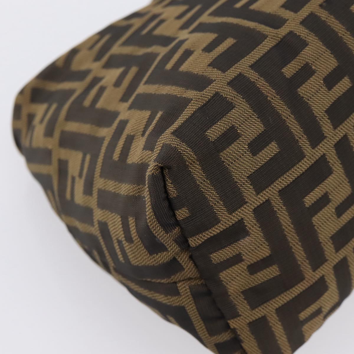 FENDI Zucca Canvas Pouch Khaki Silver Auth 201428