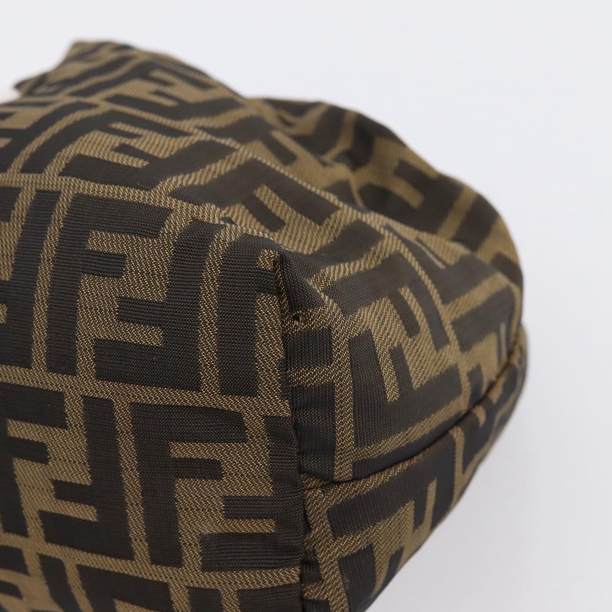 FENDI Zucca Canvas Pouch Khaki Silver Auth 201428