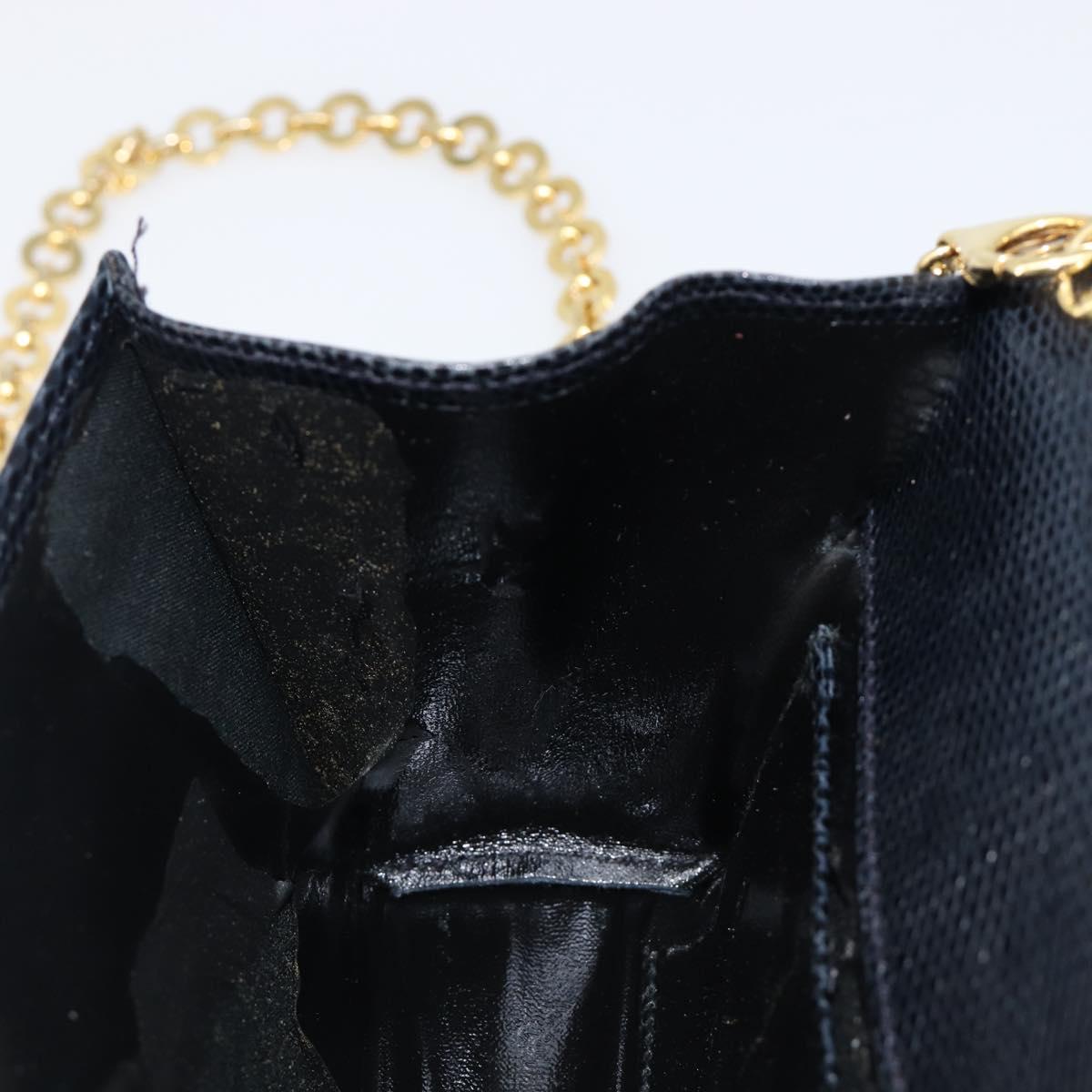 Salvatore Ferragamo Vala Chain Shoulder Bag Leather Navy Gold Tone Auth 201431