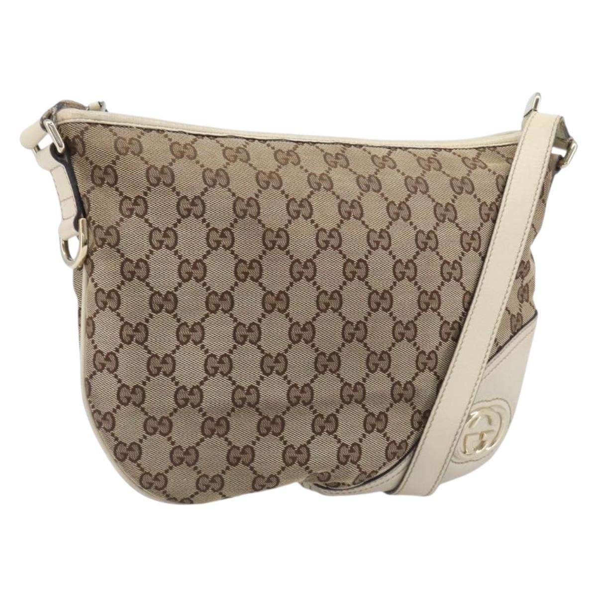 GUCCI GG Canvas Shoulder Bag Beige Gold Tone 169998 Auth 201433