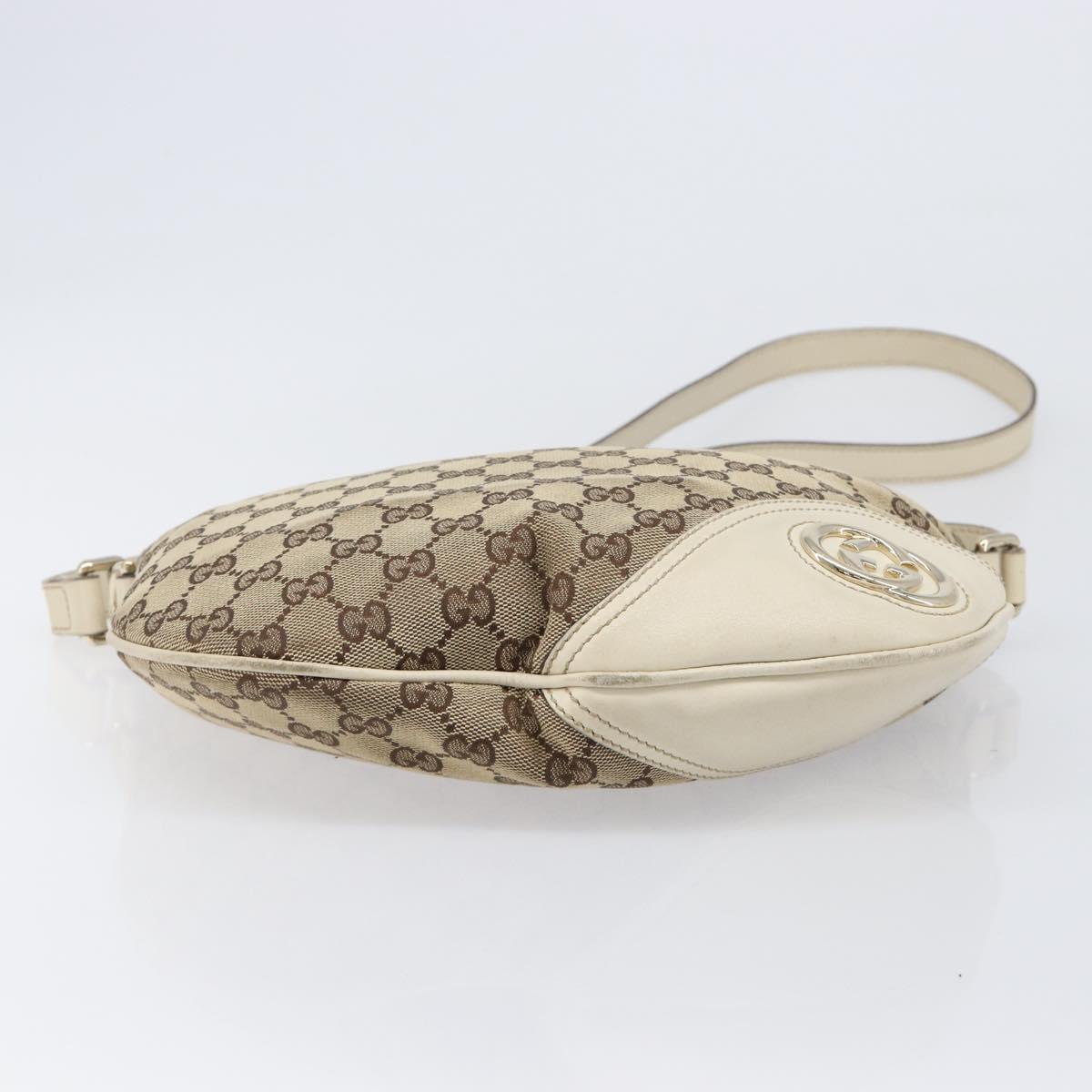 GUCCI GG Canvas Shoulder Bag Beige Gold Tone 169998 Auth 201433