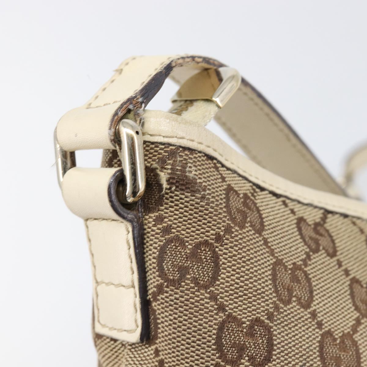 GUCCI GG Canvas Shoulder Bag Beige Gold Tone 169998 Auth 201433