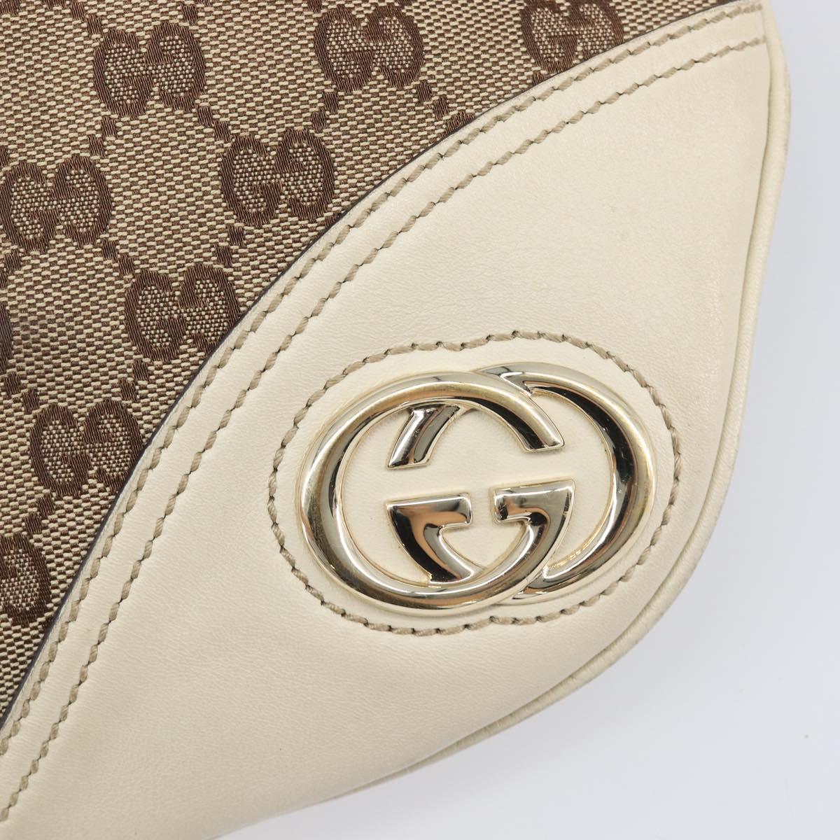 GUCCI GG Canvas Shoulder Bag Beige Gold Tone 169998 Auth 201433