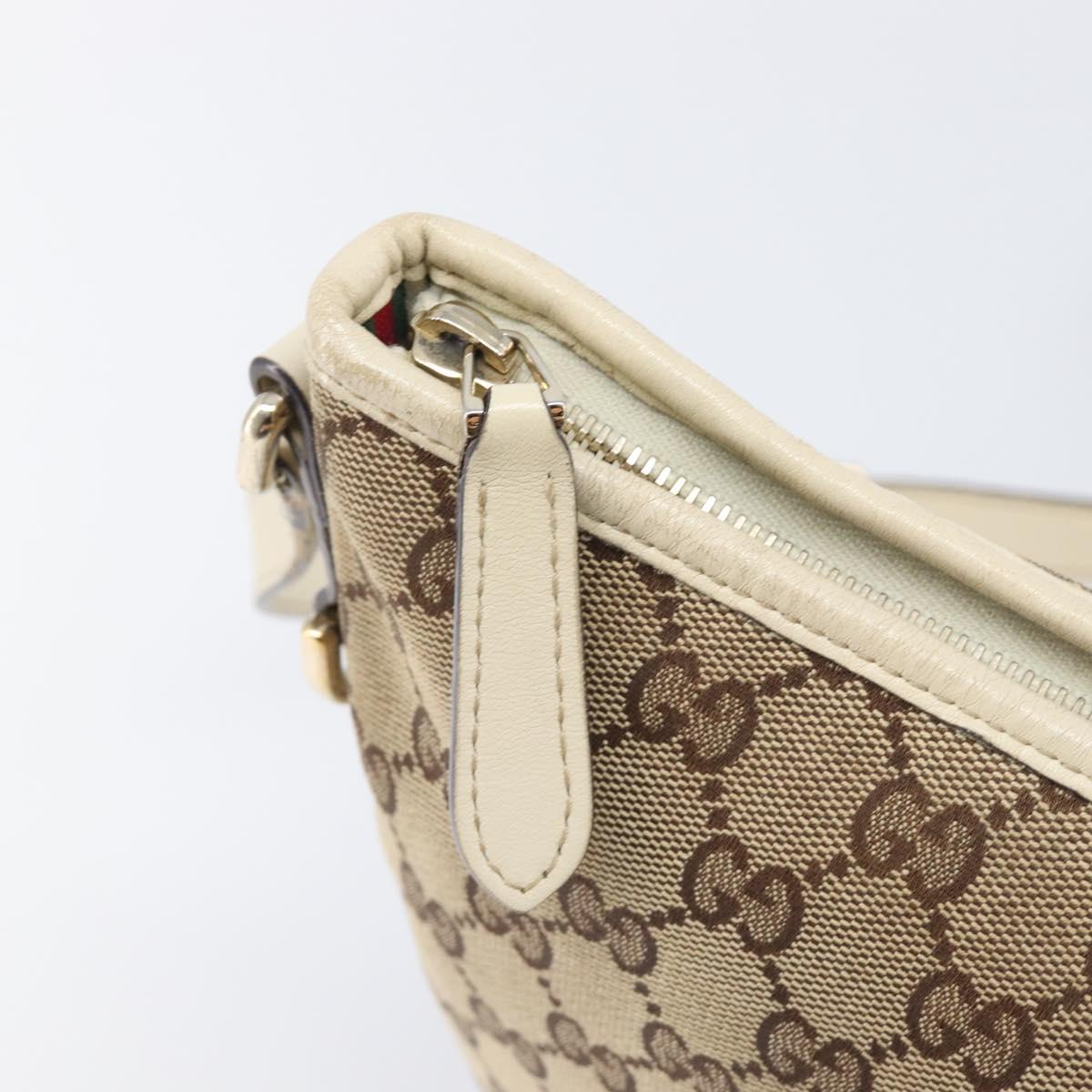 GUCCI GG Canvas Shoulder Bag Beige Gold Tone 169998 Auth 201433
