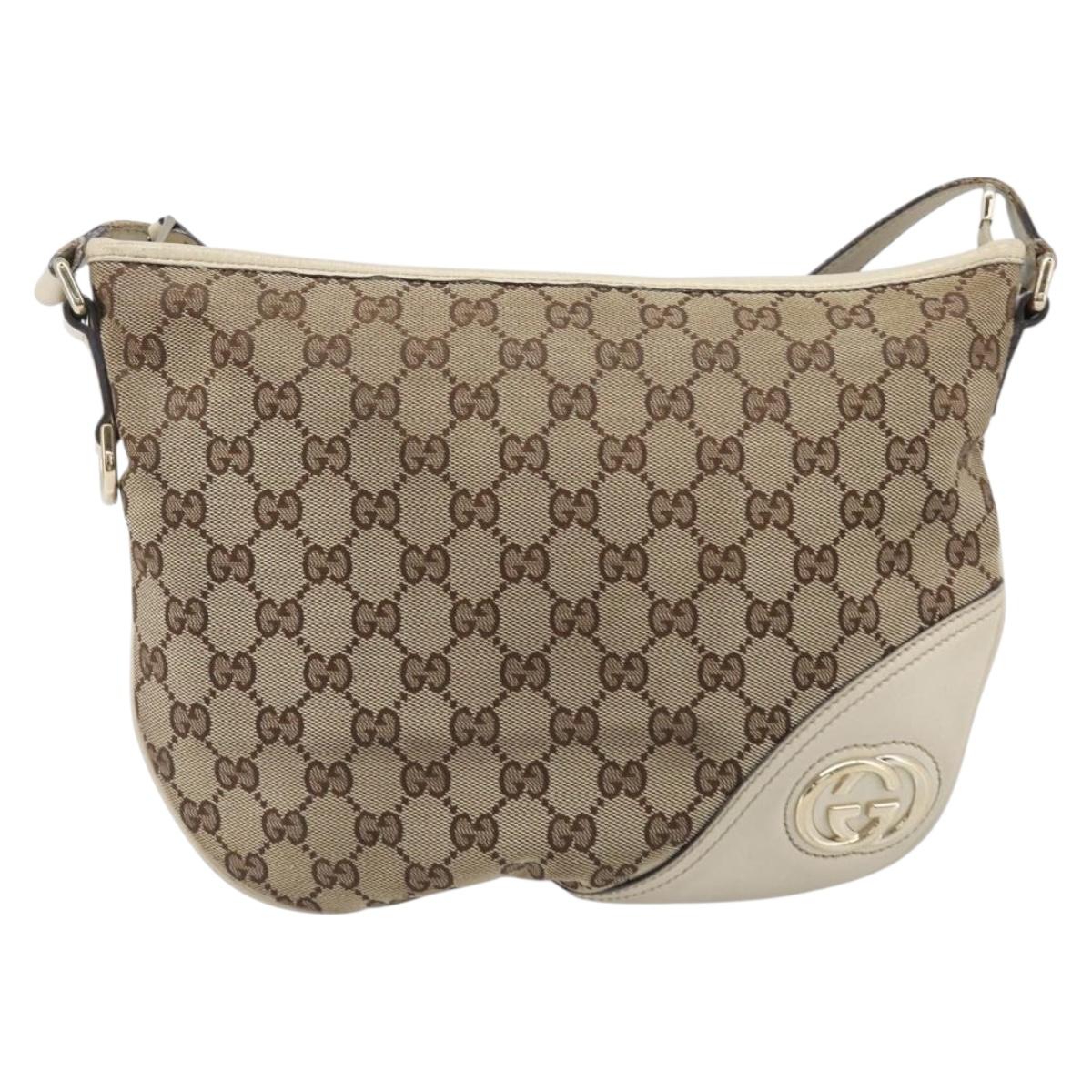 GUCCI GG Canvas Shoulder Bag Beige Gold Tone 169998 Auth 201433