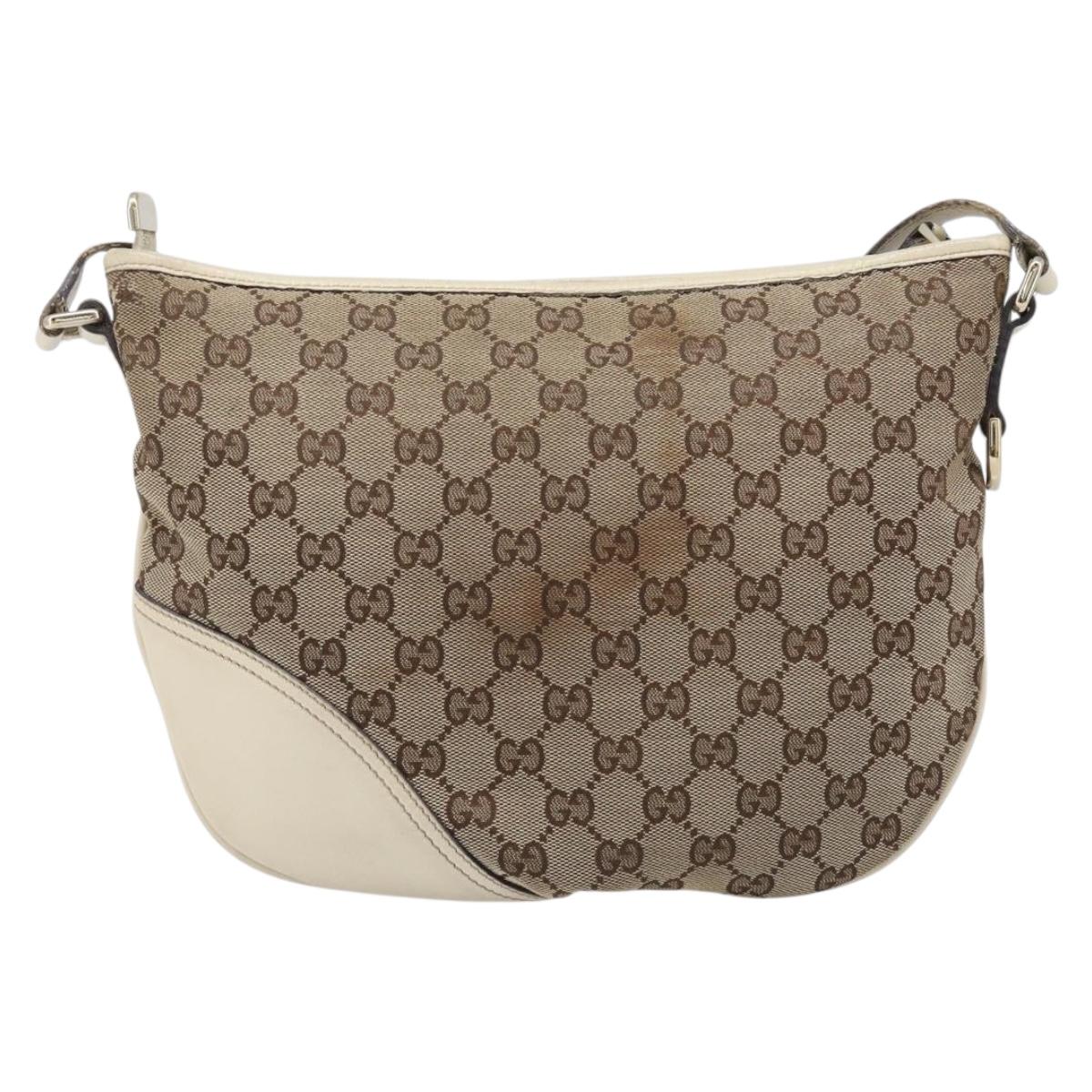 GUCCI GG Canvas Shoulder Bag Beige Gold Tone 169998 Auth 201433