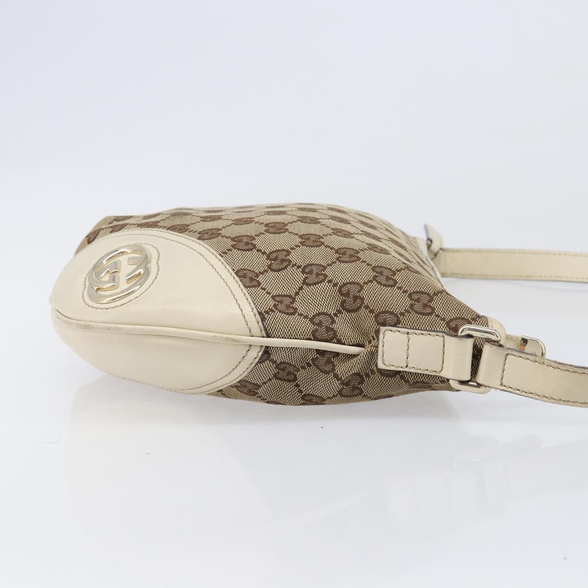 GUCCI GG Canvas Shoulder Bag Beige Gold Tone 169998 Auth 201433