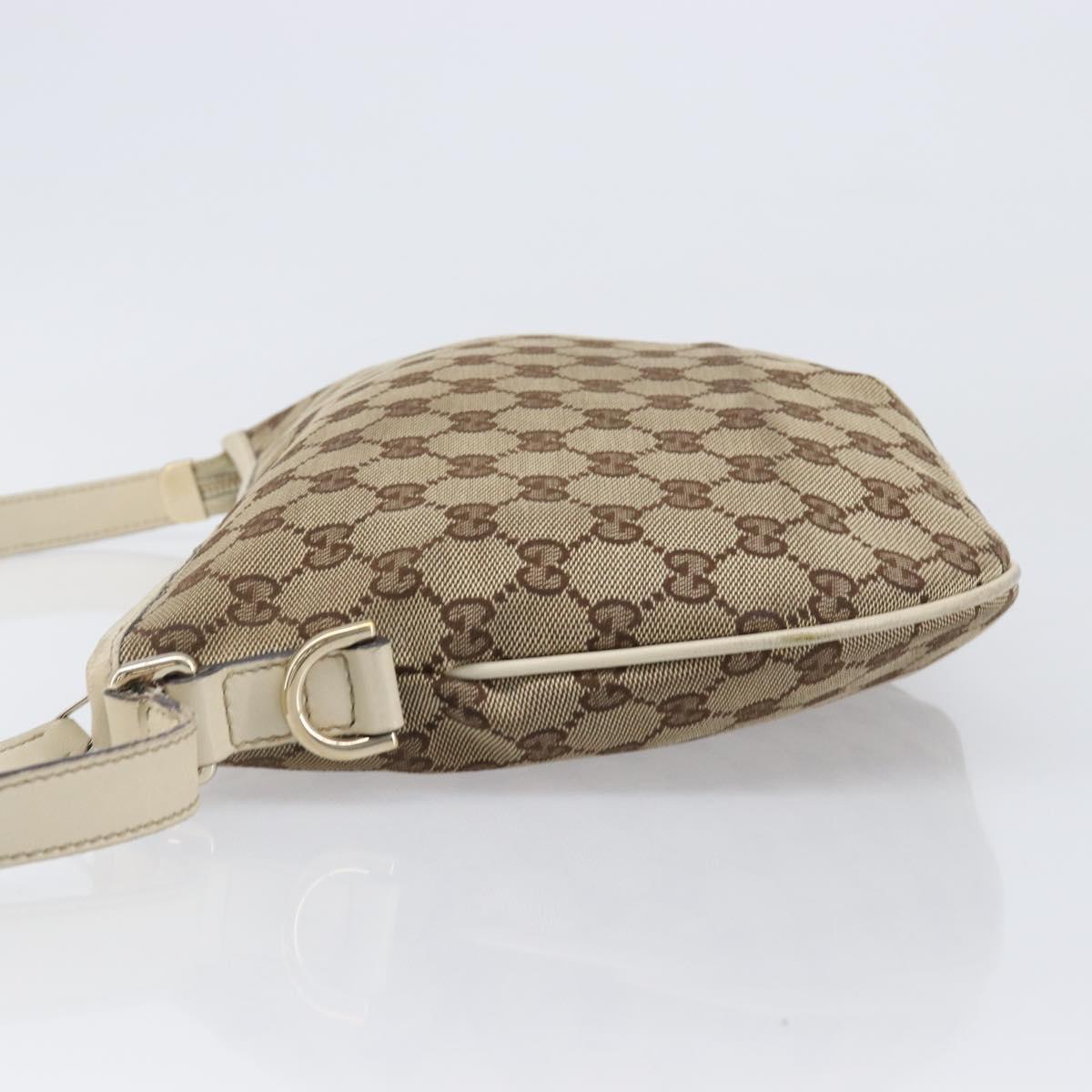 GUCCI GG Canvas Shoulder Bag Beige Gold Tone 169998 Auth 201433