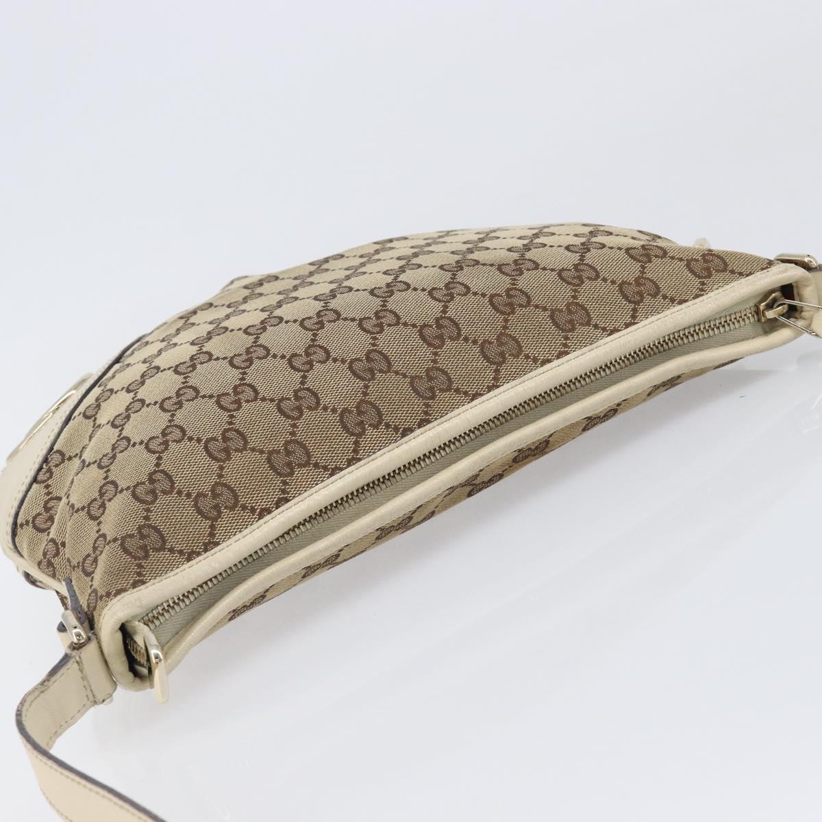 GUCCI GG Canvas Shoulder Bag Beige Gold Tone 169998 Auth 201433