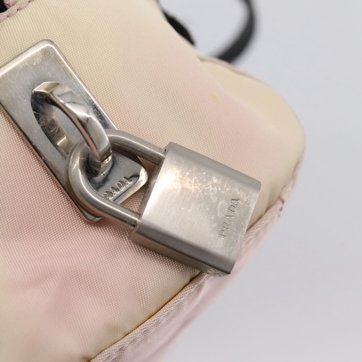 PRADA Hand Bag Nylon Pink Black Auth 201438