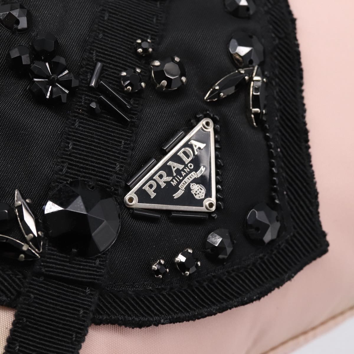 PRADA Hand Bag Nylon Pink Black Auth 201438