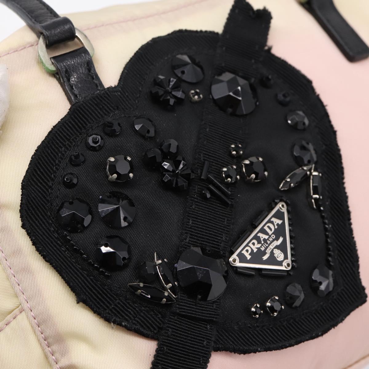 PRADA Hand Bag Nylon Pink Black Auth 201438