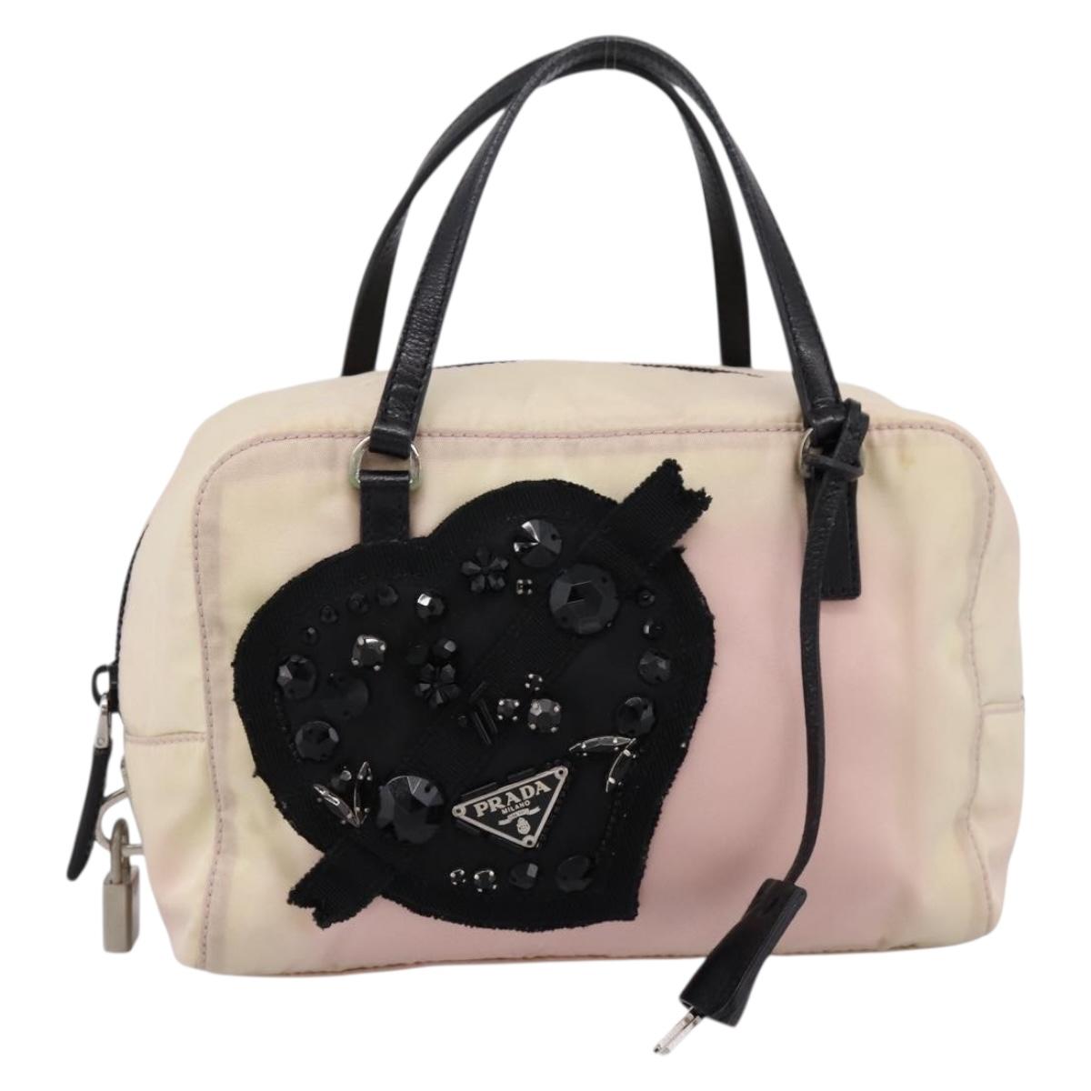PRADA Hand Bag Nylon Pink Black Auth 201438