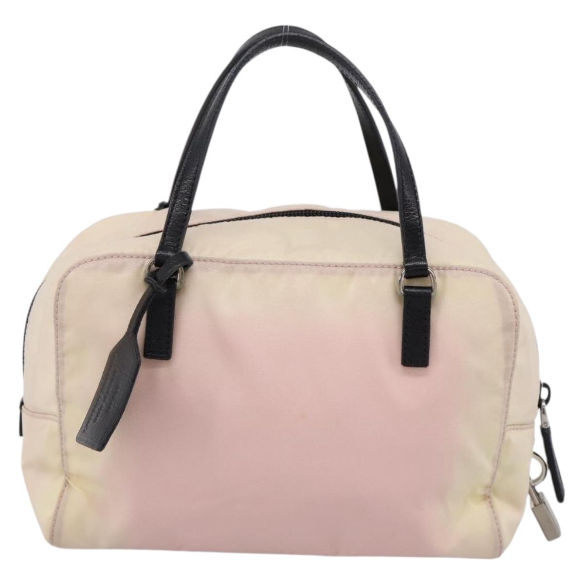PRADA Hand Bag Nylon Pink Black Auth 201438