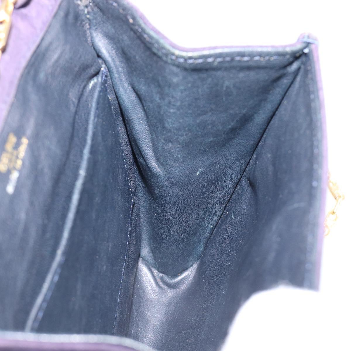 CELINE Chain Shoulder Bag Suede Purple Gold Tone Auth 201439