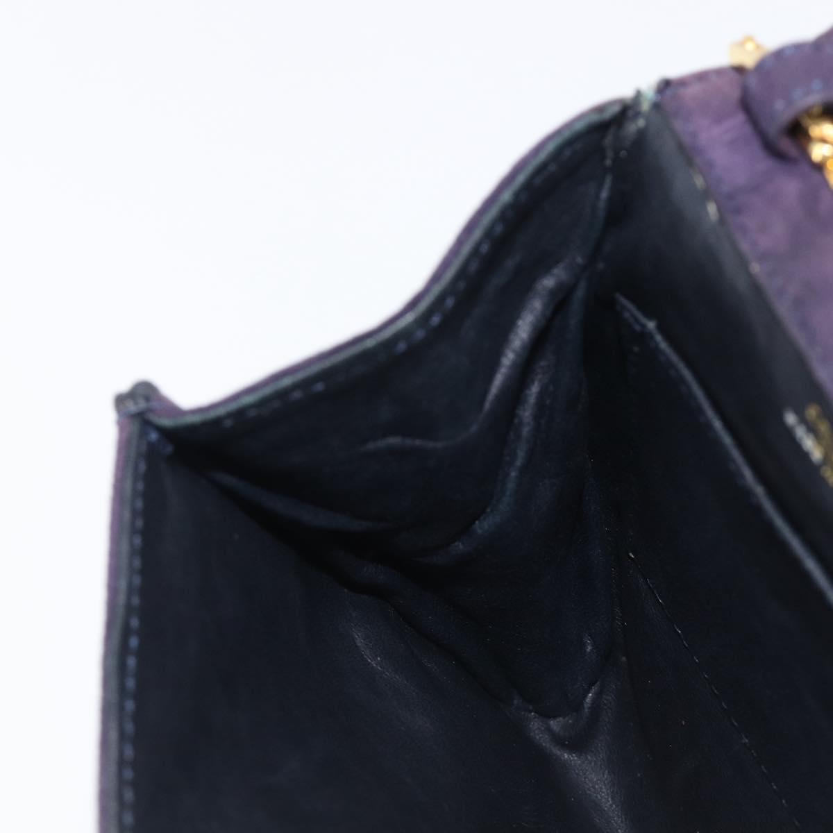 CELINE Chain Shoulder Bag Suede Purple Gold Tone Auth 201439