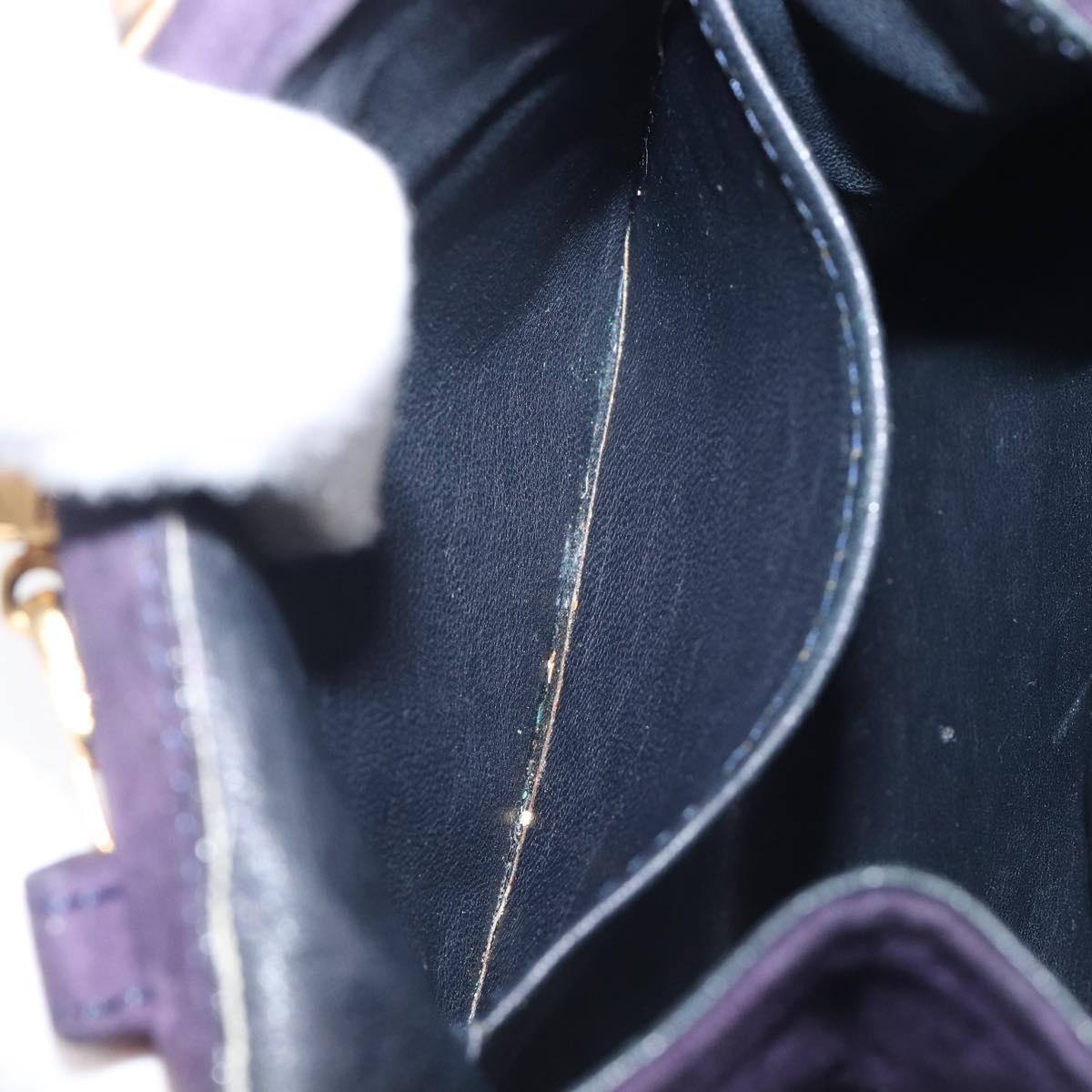 CELINE Chain Shoulder Bag Suede Purple Gold Tone Auth 201439