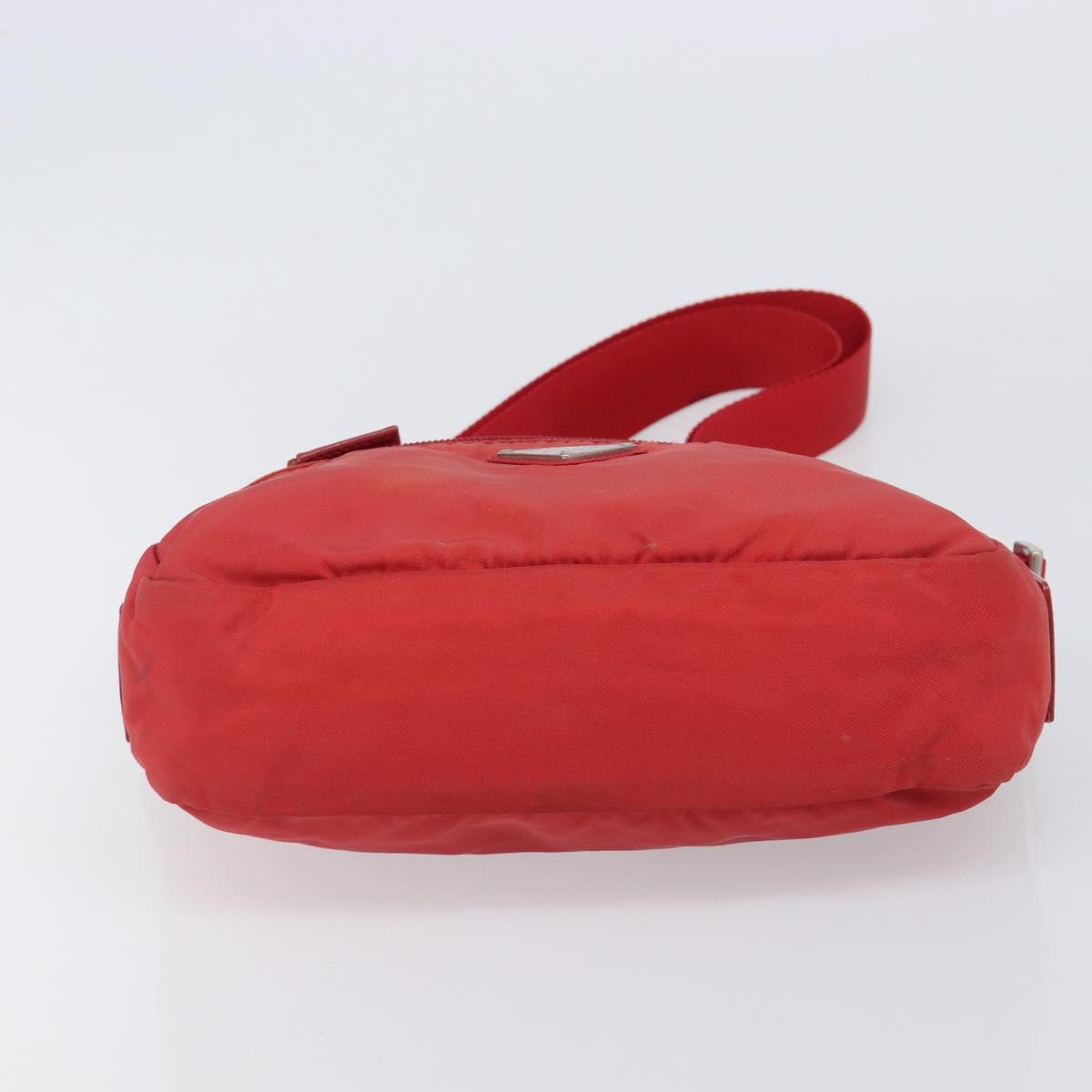 PRADA Shoulder Bag Nylon Red Silver Auth 201440