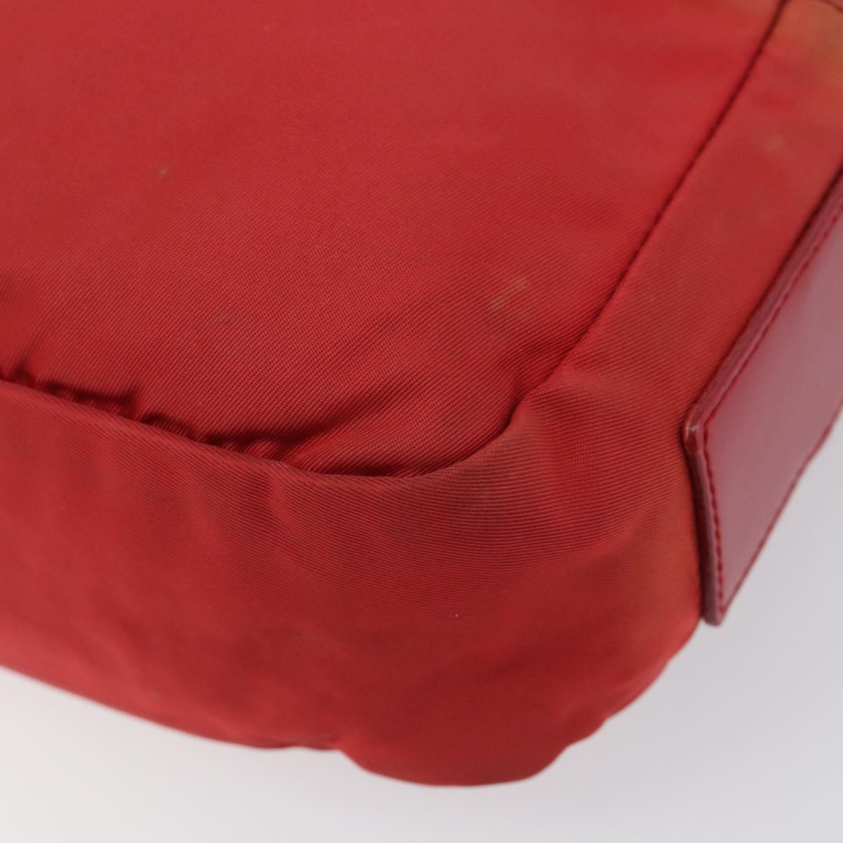 PRADA Shoulder Bag Nylon Red Silver Auth 201440