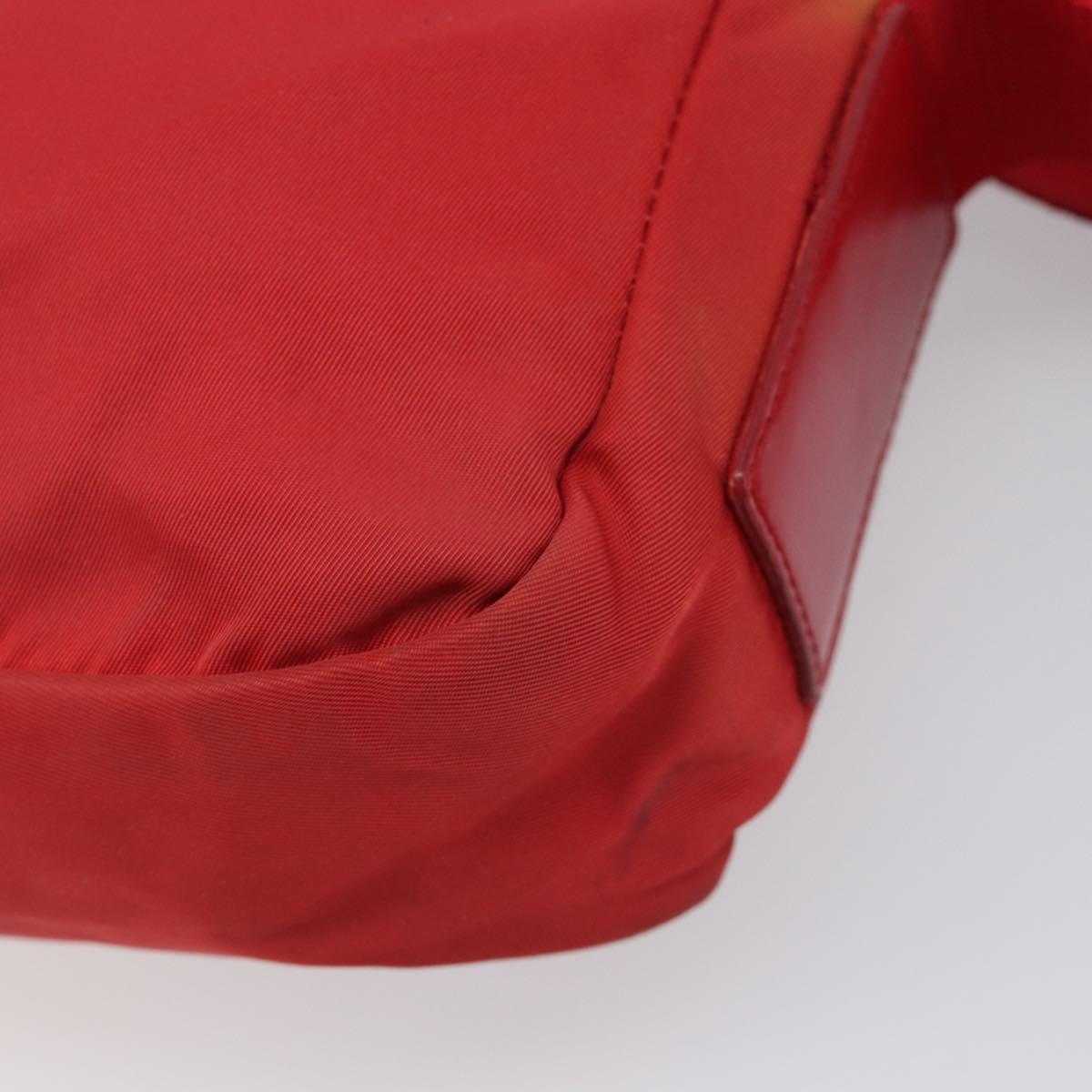 PRADA Shoulder Bag Nylon Red Silver Auth 201440