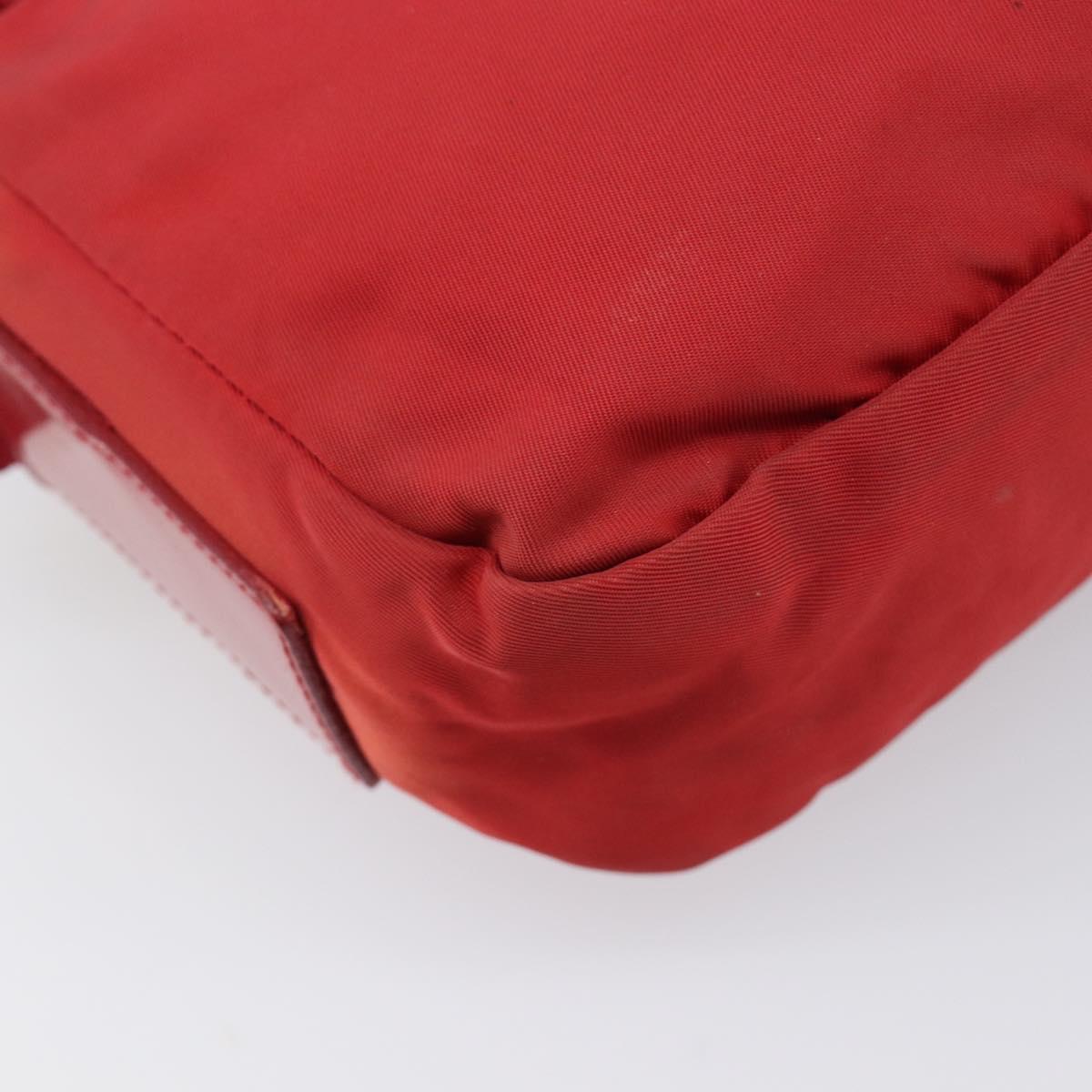 PRADA Shoulder Bag Nylon Red Silver Auth 201440