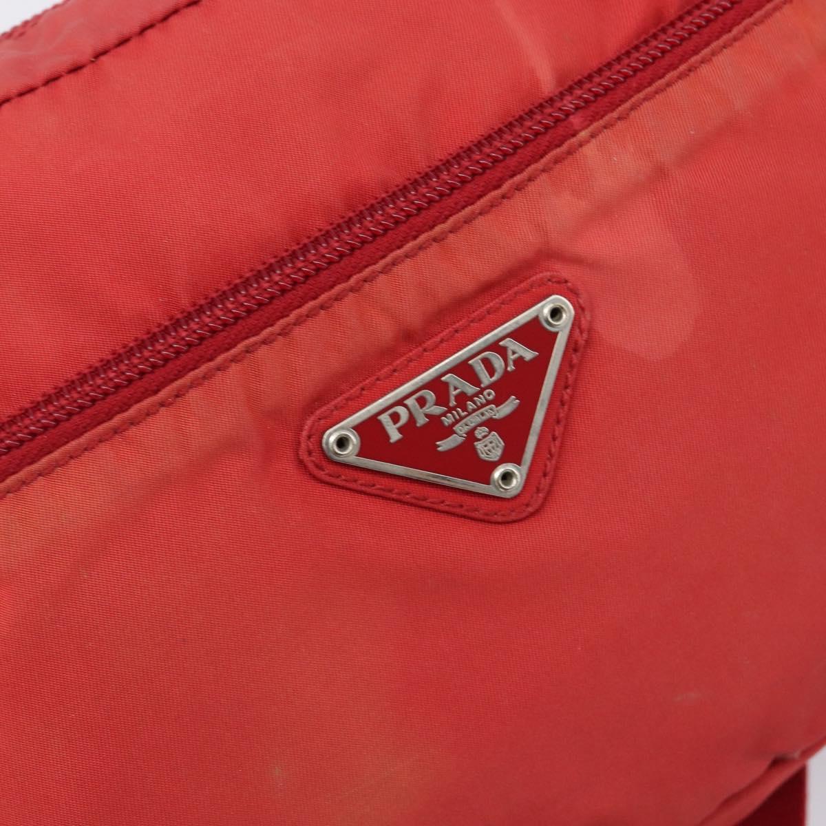 PRADA Shoulder Bag Nylon Red Silver Auth 201440