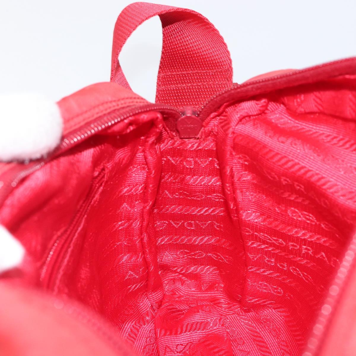 PRADA Shoulder Bag Nylon Red Silver Auth 201440