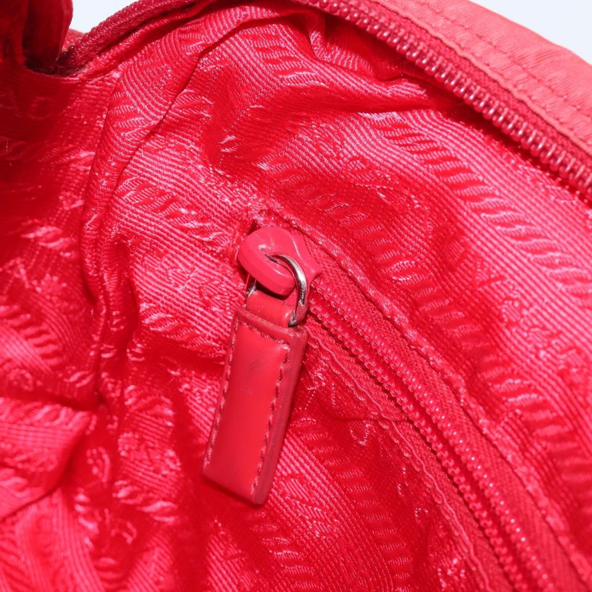 PRADA Shoulder Bag Nylon Red Silver Auth 201440